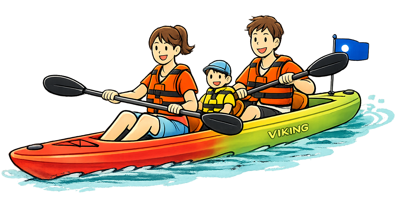 ３人乗り／大人２人＋小児￥18,700　伊豆自然学校シーカヤック体験