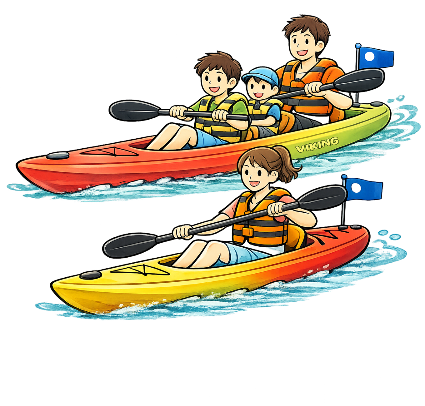 4人家族／子どもが１人で小児ならはシングル艇は大人が乗れば　￥25,500　伊豆自然学校シーカヤック体験